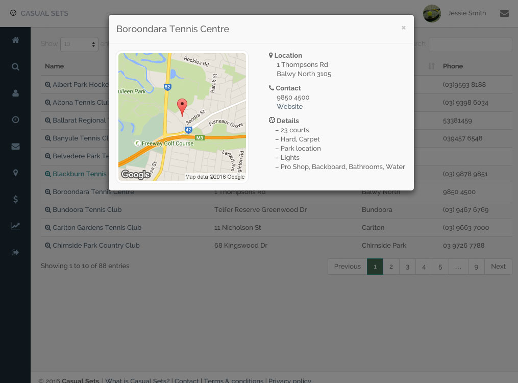 Find a tennis court near you