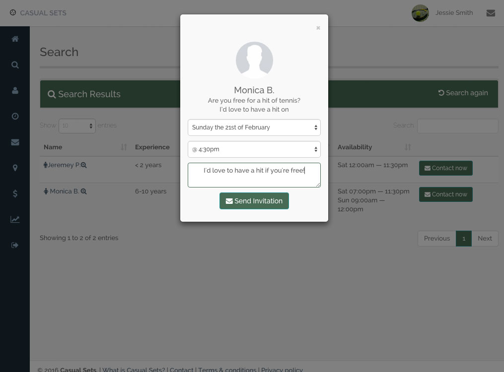 View and contact your matches